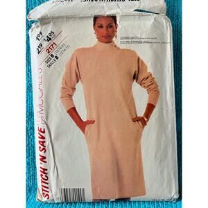 McCalls Sewing pattern 2171 knit mockneck dress long sleeve 1980s size 12 14